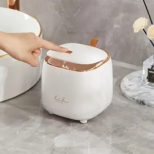 1Pc light luxury press desktop trash can Bin With Lid household car clamshell storage bucket