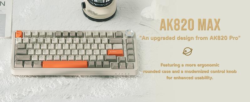 Ajazz AK820 Max Tri-Mode Mechanical Keyboard 2.4G Wireless Bluetooth USB-C 75% 82 Key Compact Layout 8000mAh Battery Hot-Swappable Gasket Mount PBT Keycaps RGB Backlit Metal Knob Fish Switch Grey Durable Keyboard Boyfriend Gift Valentine keyboard Ajazz AK820 Max Tri-Mode Mechanical Keyboard 2.4G Wireless Bluetooth USB-C 75% 82 Key Compact Layout 8000mAh Battery Hot-Swappable Gasket Mount PBT Keycaps RGB Backlit Metal Knob Fish Switch Grey Durable Keyboard Boyfriend Gift Valentine keyboard