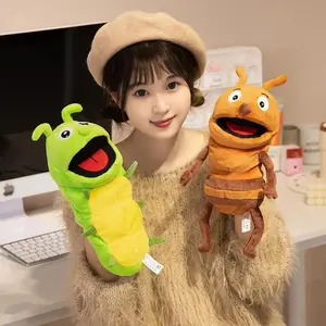 30CM Hand Puppets Kid Toy Plush Insects Animal Caterpillar Ladybug Hand Puppets Doll Family Storytelling Role-playing Finger Toy