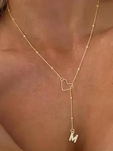 Heart Design Personalized Pendant Necklace, Women's Initial Heart Letter Necklace, Fashion Accessory for Daily Wear, Valentine's Day Gift, Dainty Necklace