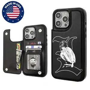 Death Note L Character Aesthetic Design Pattern Casing For iphone 16 15 14 13 12 Plus Pro Max Flaunt Mobile Phone Case TPU Pu Leather Card Holder Drop Protection Shockproof Protector Vintage unique Fashion Trend Anti-scratch Stylish Smartphone Cover