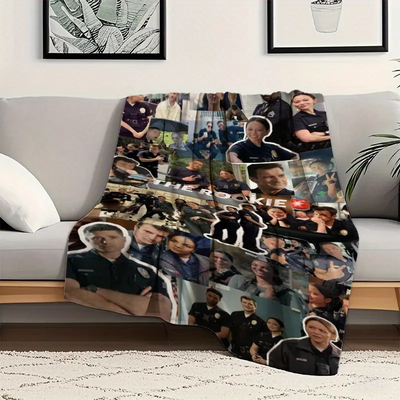 The Rookie Cozy Flannel Blanket Soft Warm Throw for Bed Sofa Movie Nights Comfortable Fans TV Binge Watching Relaxing