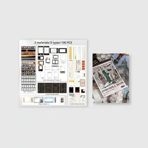 Vintage Movie & Travel Scrapbook Kit Bundle, 100pcs Photo Frames with Decorative Paper and Stickers plus 57 Sheets Retro Stickers and Scrapbook Paper for DIY Journaling and Memory Keeping