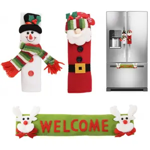 Christmas Fridge Handle Cover 3PCS Refrigerator Oven Handle Covers Ornament for Christmas Kitchen Decor Xmas Decorations Indoor Home Decor