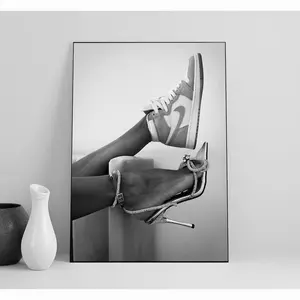 Heels And Sneakers Poster, Black And White, Hypebeast Decor, Sneaker Wall Art, High Fashion Poster Stylish Text Wall Print