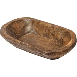 Decorative Bowl for Home Decor, Approx 10 Inch Hand Crafted Spanish Oak Wooden Dough Bowl Decor, Table Centerpiece Made in USA
