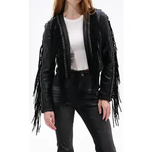 OLIVIER BLACK FRINGE WESTERN JACKET