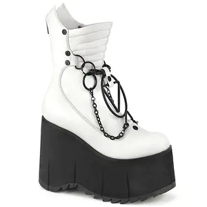 Demonia Kera-130 White Vegan Leather Ankle Boots