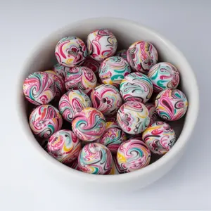 Flying Phoenix Silicone Beads Printed Round Silicone Beads