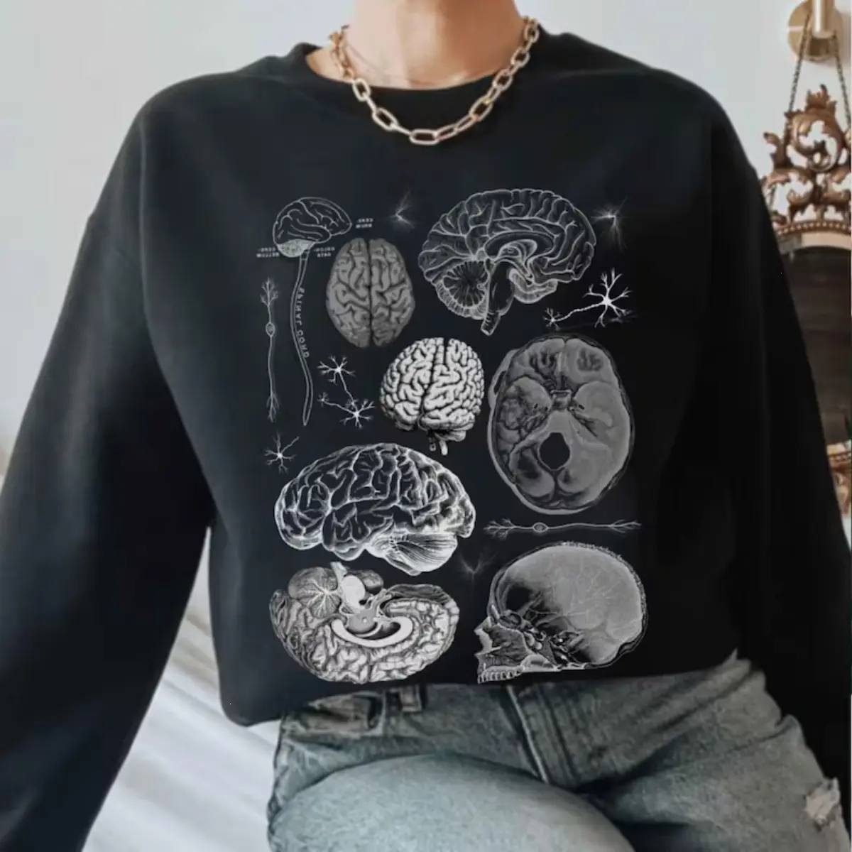 Vintage Neurology Sweatshirt: Psych Nurse Sweater, Brain Anatomy Pullover, Psychiatrist Gift