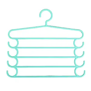 Five-Tier Plastic Pants Rack, Space-Saving Closet Organizer, Ideal for Long Pants, Dresses, Scarves, Home Storage Solution, Multi-Functional