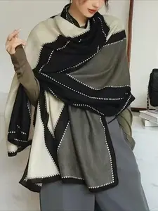 Women's Waterproof Scarf for Autumn Winter, Thick Dual-Wear Shawl, Soft Office Daily Use Accessory, Classic Color Design