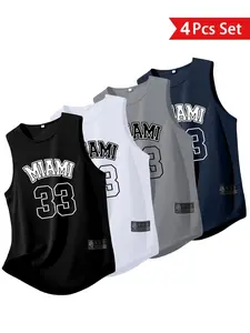 4-Pack Men's Polyester Micro-Elastic Breathable Running Gym Workout Muscle Tank Tops, Durable Fitness Apparel for All Seasons