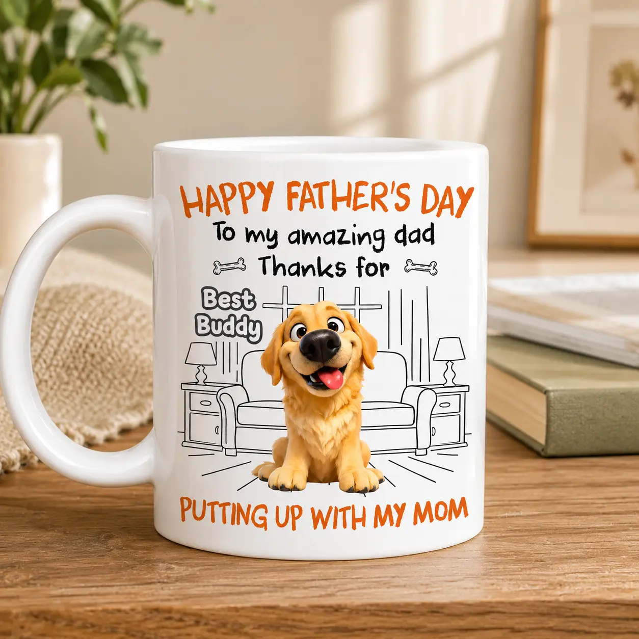 Happy Father’s Day Dog Dad Mug, Funny Gift from Dog to Dad, Thanks for Putting Up with My Mom Coffee Cup, Dog Lover Birthday Gift for Him, Pet Dad Keepsake campingessentials