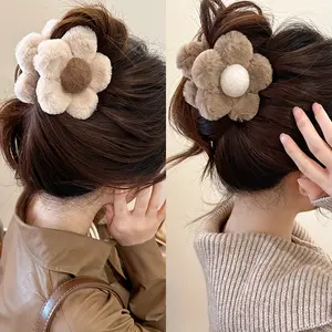 2pcs Plush Flower Hair Clips - Soft Fluffy Pastel Multicolor (,,,) Mini Blooms with Clip-On for Braids, Buns, Ponytails - Women & Hair for Daily Styling & Special Occasions