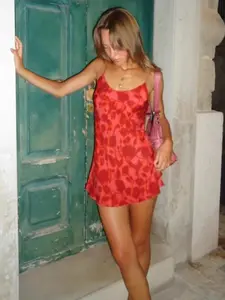 French Style Print V-Neck Backless Dress, Sexy Slim-Fitting Short Summer Dress for Women, New Arrival 2026 Fashion