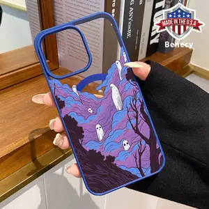 Mystical Ghost Valley Pattern Magnetic Phone Case Supports Wireless Charging for iPhone 15 16 14 Pro Max 13 12 11 XR XS Plus E Shockproof Non Slip Protection Silicone Transparent Acrylic Cover Cellphone Protective