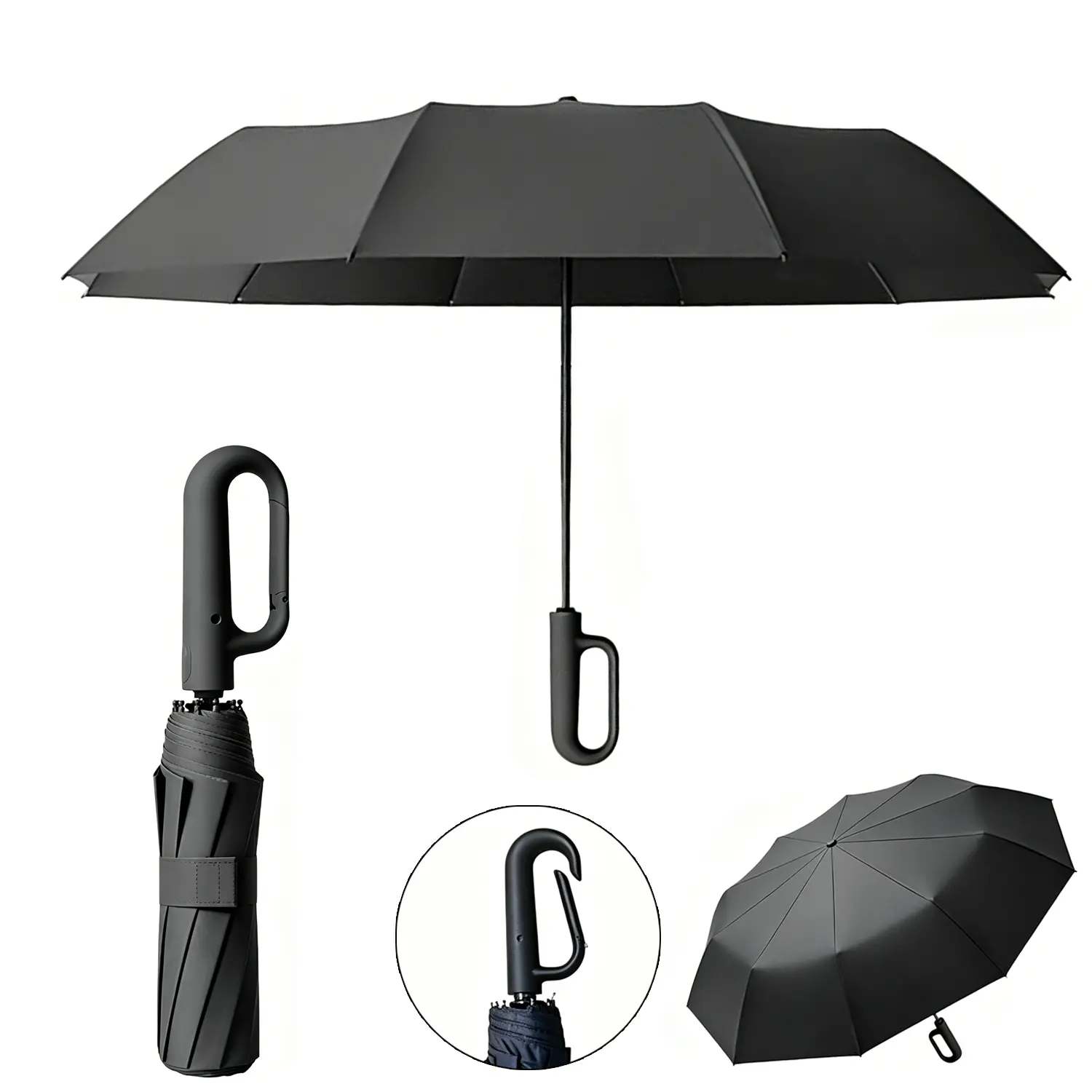 Automatic Folding Rain/Sun Protection Umbrella, 1 Count Portable Rain Umbrella with Loop Buckle, Windproof & Waterproof Umbrella for Men & Women