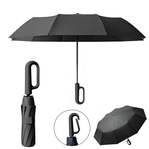 42" x 42" Portable Foldable UV Sunshade Umbrella - Automatic, Windproof, Rainproof, Waterproof, 10-Rib Steel, Loop Buckle, Quick Open, Lightweight All-Weather Umbrella for School, 1-Count for Adults