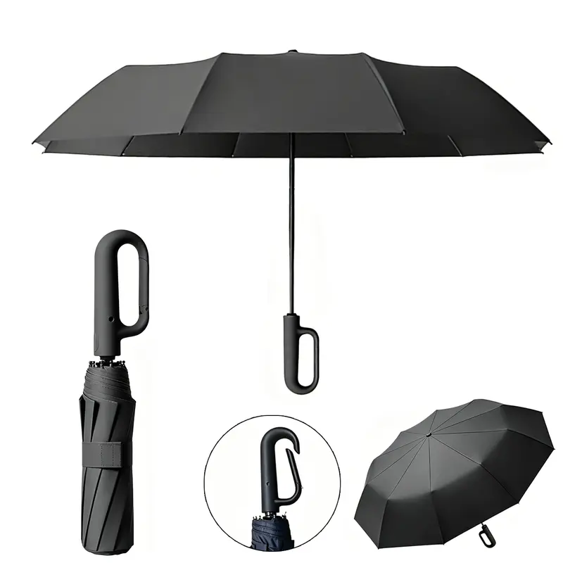 42" x 42" Portable Foldable UV Sunshade Umbrella - Automatic, Windproof, Rainproof, Waterproof, 10-Rib Steel, Loop Buckle, Quick Open, Lightweight All-Weather Umbrella for School, 1-Count for Adults