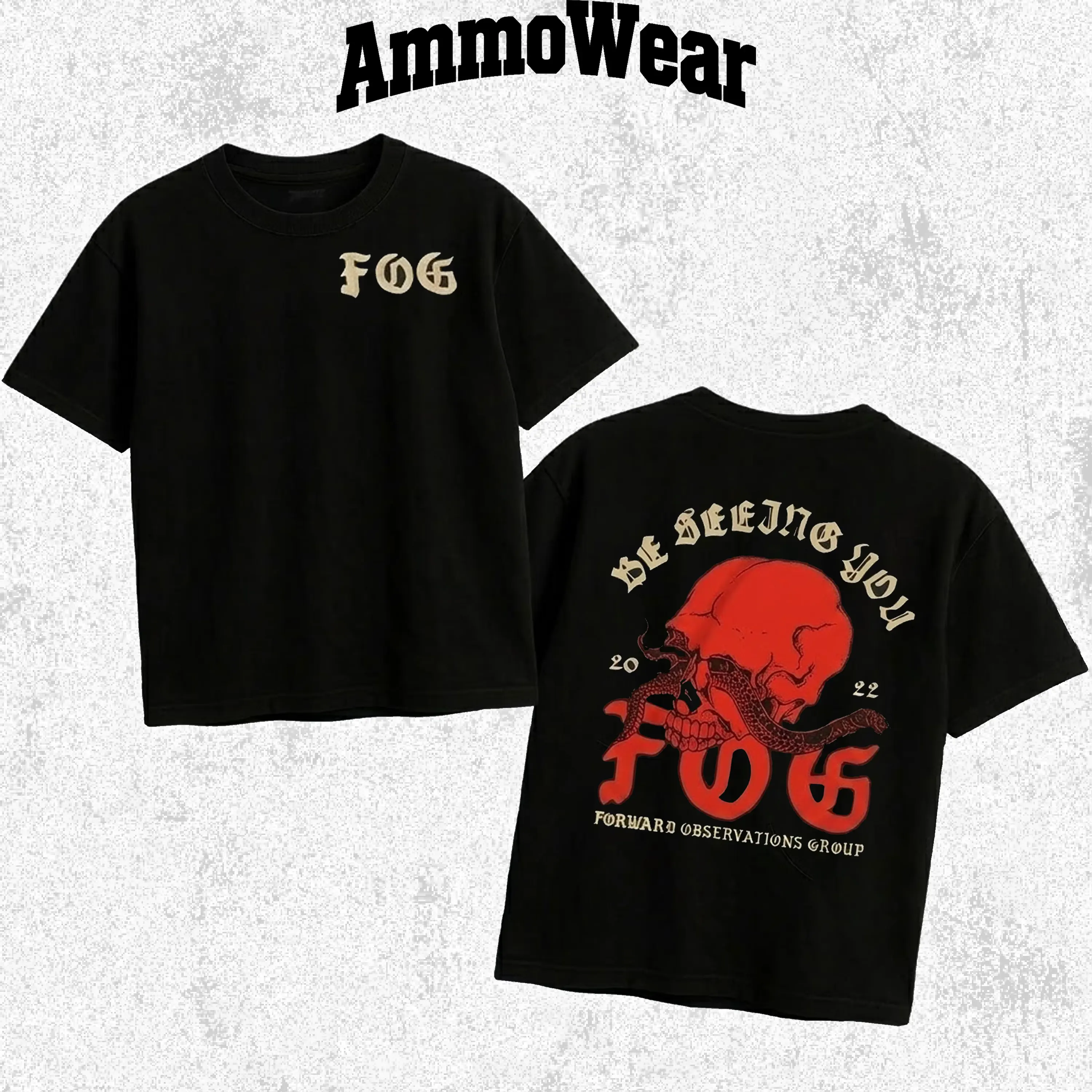 Forward Observations Group Graphic Tee, FOG Be Seeing You Skull Snake T-Shirt, Tactical Military Veteran Apparel, PMC Combat Lifestyle Top, Unisex Casual Black Short Sleeve Shirt, Edgy Tactical Streetwear Gear
