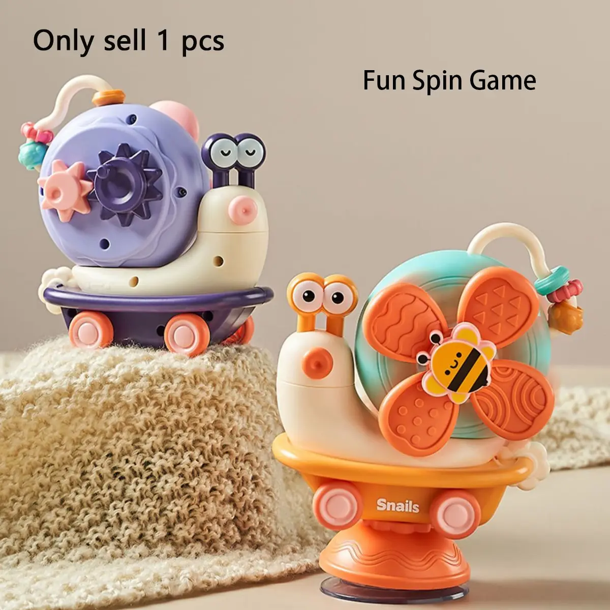 Snail Rotating Suction Cup Toy, Fun Sensory Water Play Suction Cup Tabletop Calm Toy, No Battery Needed, Options