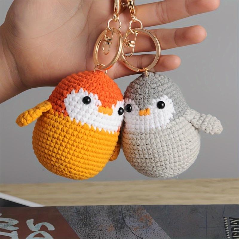 bag keychain 4 Pack Cute Penguin Keychain Charms - Hand- Fabric Penguin Decorations with Hanging Loops, Pink/Orange/Gray/Blue Penguins for Christmas, Thanksgiving Gifts, Home, Bags, Party Decor - No Electricity Needed, Penguin Gifts, Holida