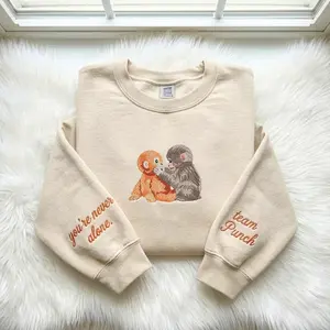 Embroidered Monkey Sweatshirt, Team Punch, You're Never Alone