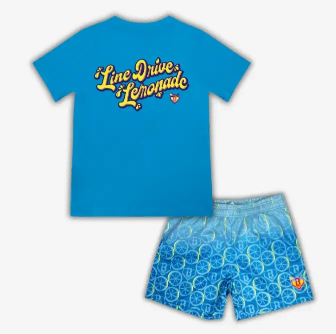 BL101 Lemonade Splash Tee & Shorts Set for Youth & Adults, Lemonade Collection Vibe, Baseball Lifestyle Outfit, Matching Athletic Apparel