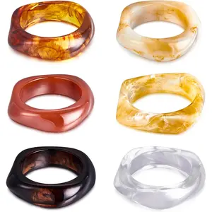 6 count Colorful Square   Bangle Bracelet Wide Geometric Irregular Geometric Wristbands Cuff Bangle Bracelet for Women