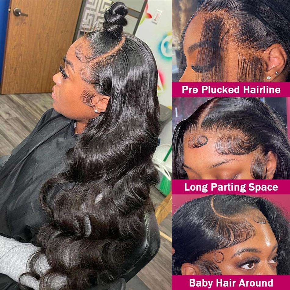 13x6 13x4 Lace Frontal Wigs Human Hair Pre Plucked 180 Density HD Body Wave Lace Front Wigs Human Hair 10A Frontal Wigs Human Hair wigs for Women Glueless Wigs Human Hair Pre Plucked Black wig