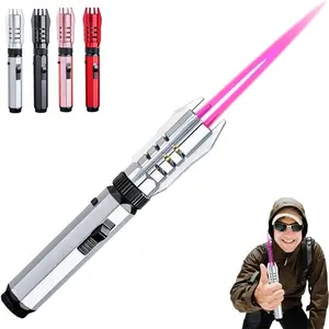 Electric Lighter, Blazaza Plasma Torch Lighter, Windproof Refillable Butane Lightsaber Lighters, 360° Inverted Ignition, Safety Lock, Adjustable Straight Flame for Outdoor Camping(Silver),valentines gift for bf