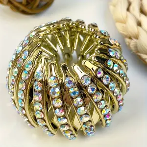 Diamonds Bird Nest Hair Claw Clips Horsetail Holder Hair Clips for Women Girls Bird Nest Expanding Hair Bun Hair Accessories