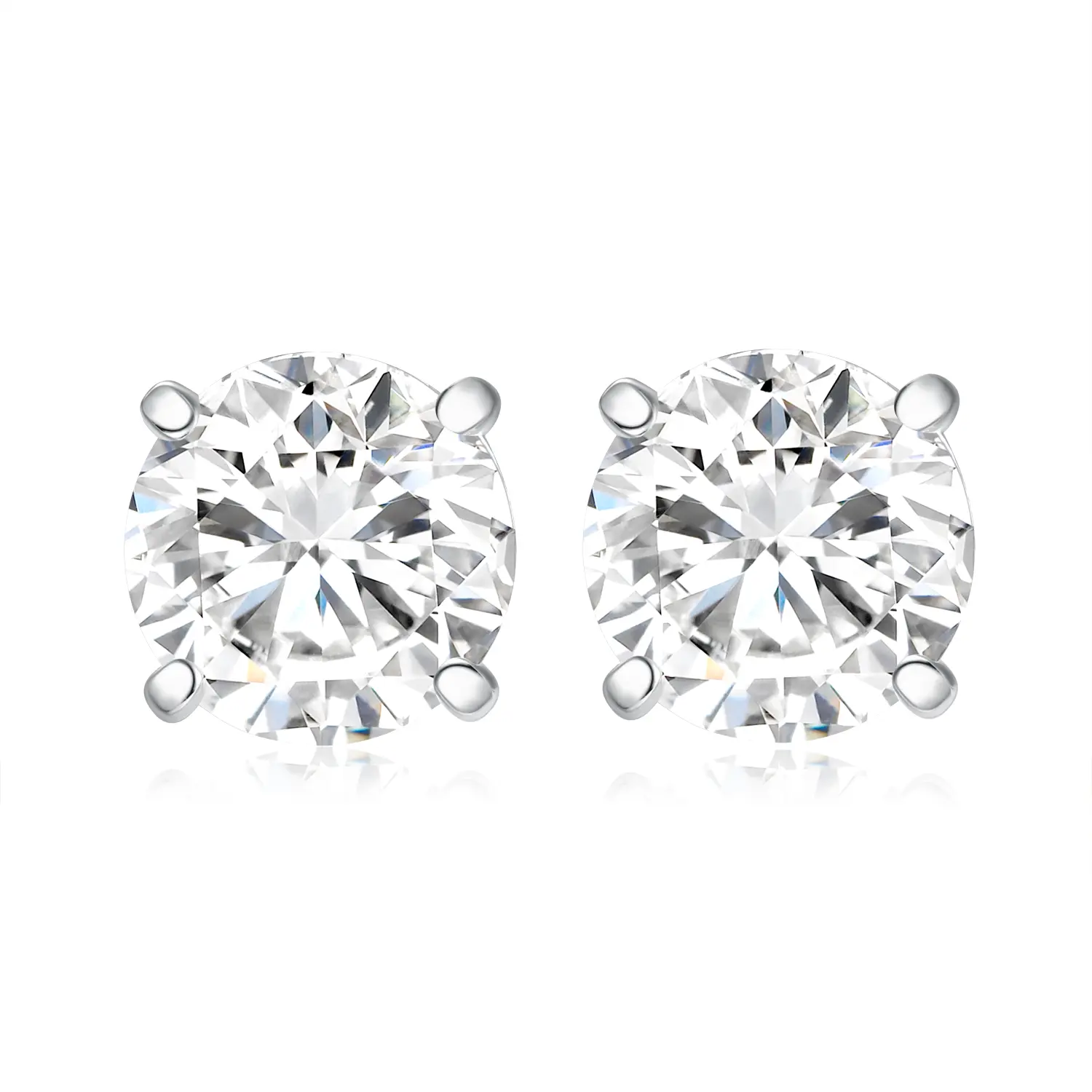 1 to 4 Carat LAB GROWN Solitaire Diamond Stud Earrings Round Cut 4 Prong Screw Back (F-G Color, VS1-VS2 Eye Clean Clarity)
