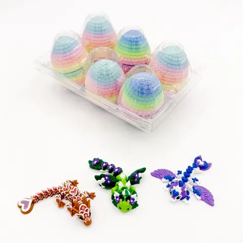 6-Pack Small Mystery Dragon Eggs - Fully Articulated and Colored