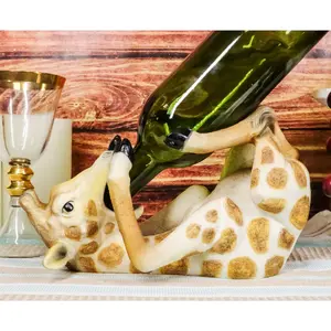 Ebros Gift Safari Drunken Long Necked Giraffe Wine Bottle Holder Caddy Figurine