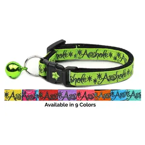 A**hole Breakaway Cat Collar with Jingle Bell and Charm by Pugs2Persians