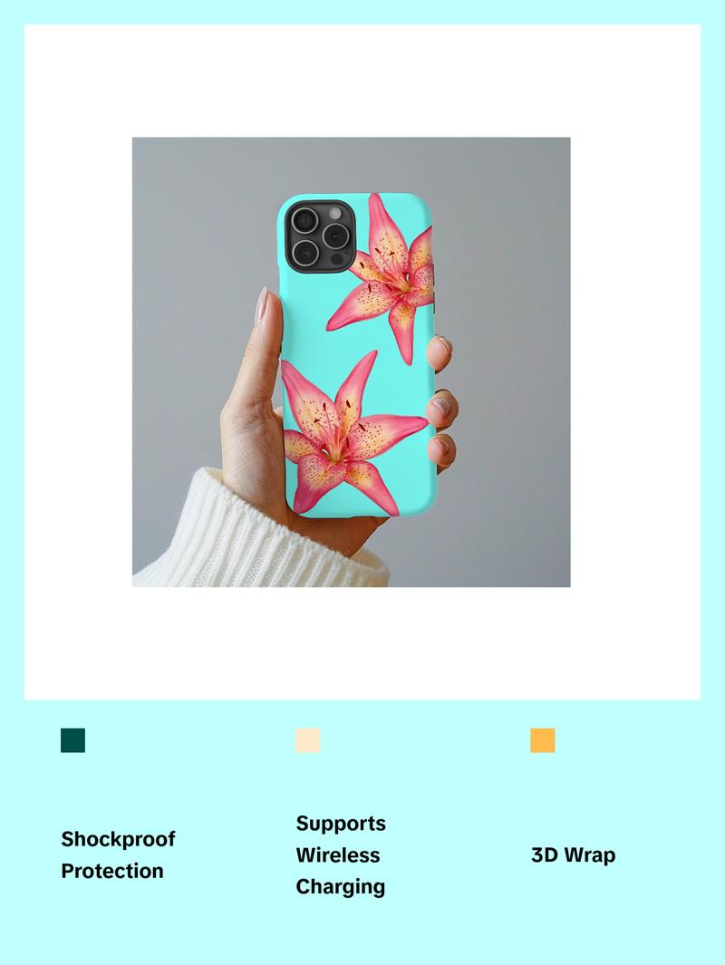 Premium Tiger Lily Flower Phone Case, Shockproof & Protective, High-Color, Available for Different Phones