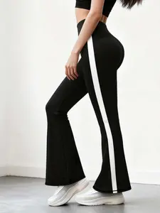 Women's Long Pants, High-End Simple Contrast, Sporty, Knitted Soft Fabric, Elastic Comfort, Indoor, Gym, Outdoor Leisure, Hiking, Yoga, Cycling, Walking, Athleisure Style Pants