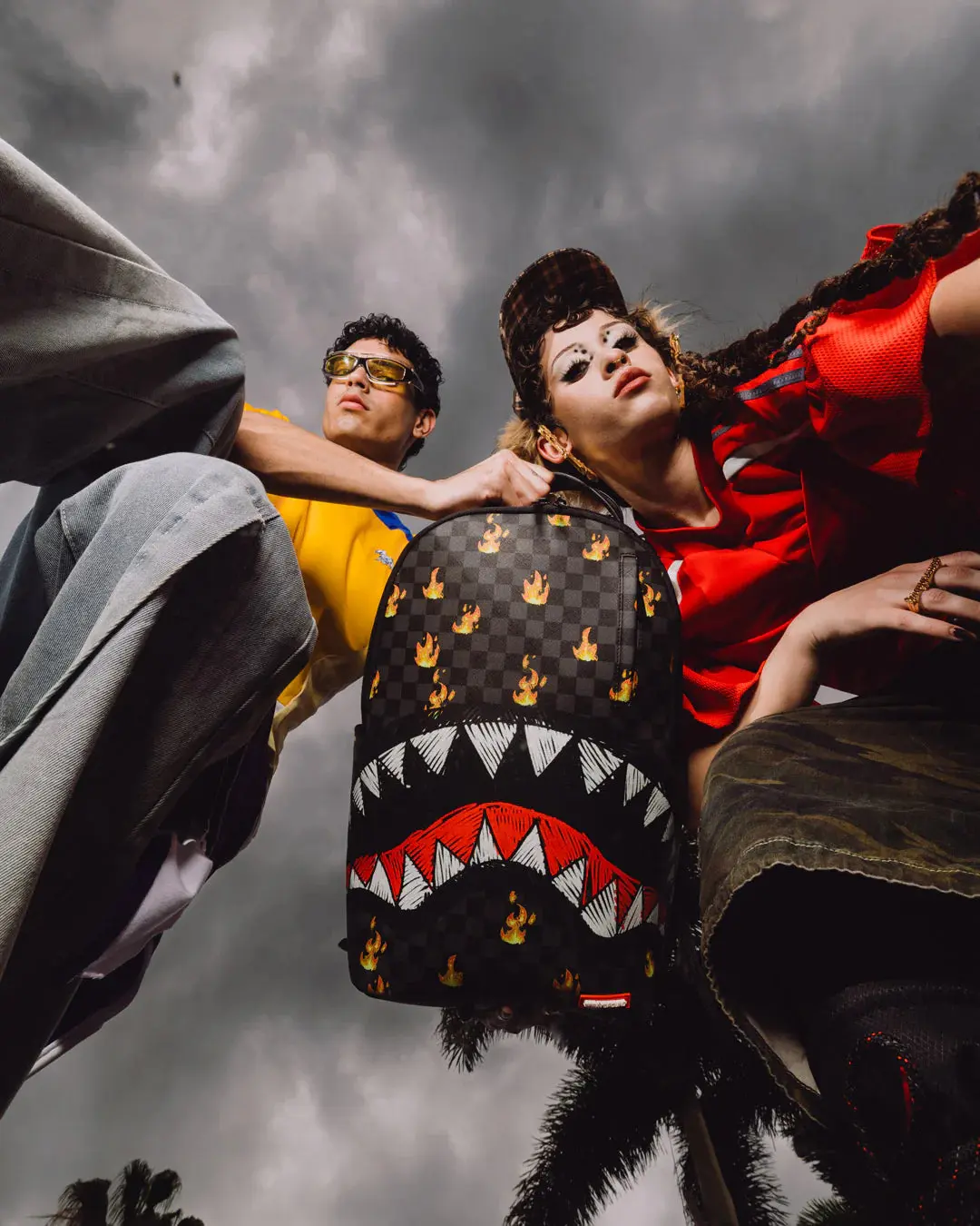 SPRAYGROUND Unisex 'Super Hot Fire Sharks In Paris' Backpack with Zipper Closure