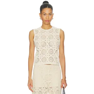 FRAME The Crochet Tank in Cream
