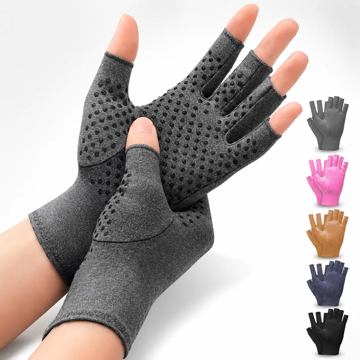 Fingerless Compression Gloves for Women Men, Anti Slip Hand Support Gloves for Daily Use Computer Typing Work and Home