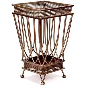Dualplex Super Quality Umbrella Stand, Umbrella Holder, Antique Look Metal Entry Hallway Décor Square Style w/Removable Drip Tray Home Office Decoration Rack Holds Umbrellas Canes Walking Sticks