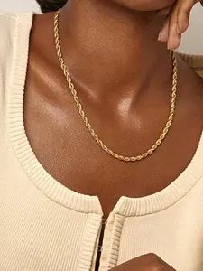 Hip Hop Stainless Steel Braided Chain, Twisted Rope Design, Couple Matching, Fashion Jewelry Accessories