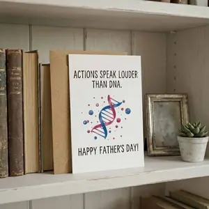 Action Speak Louder Than DNA Gift Card - Fathers Day Card for Bonus Dad Stepdad - Fathers Day Cards Gift from Step Daughter Son Father's Day Card with Envelope - Happy Father's Day Gift Card