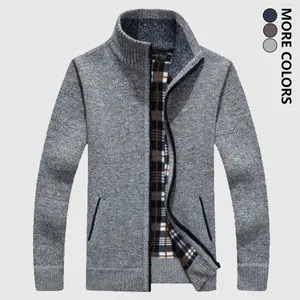 Autumn Winter Men's Zip-Up Knit Sweater Fleece Lined Trendy Top Jacket Outdoorwear Minimalist Design Modern Knitwear Long Sleeve Shirt Casual Wear Street Style Menswear Coats jackets coat zip jackets