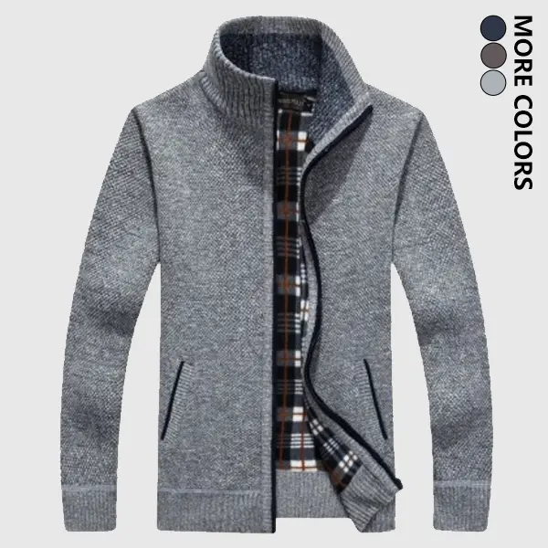 Autumn Winter Men's Zip-Up Knit Sweater Fleece Lined Trendy Top Jacket Outdoorwear Minimalist Design Modern Knitwear Long Sleeve Shirt Casual Wear Street Style Menswear Coats jackets coat zip jackets