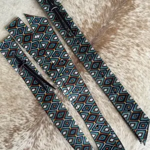 Colorful New Teal Design Nylon Tie Strap and Billet Set for Western Saddle