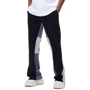 GINGTTO Mens Flared Sweatpants Casual Loose Patchwork Streetwear Trousers