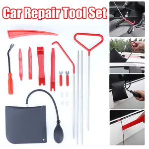 Multifunctional Auto Repair Tool Kit, 17pcs Door Tool Kit with Long Reach Grabber, Inflatable Air Pump Window Door Opening Fixed Gripper, Automotive Non-Destructive Tool Kit, Car Repair Tools